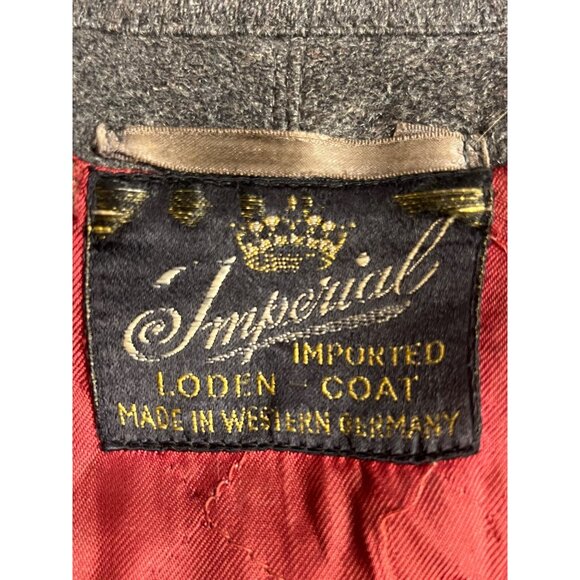 Loden Frey Wool Coat Western Germany Size 50 Gray Red Lining Toggle Closure Flaw - Picture 12 of 16